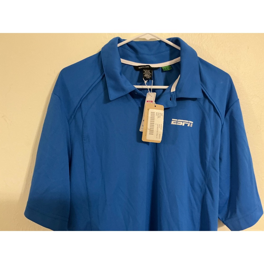 NWT. ESPN Men's Large Blue Short Sleeve Golf Polo Shirt